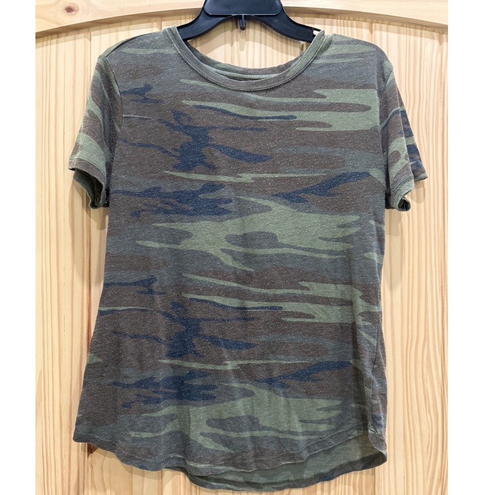 Z Supply Womens Camo Print Short Sleeve T-Shirt Green Brown ZT171073 Size M